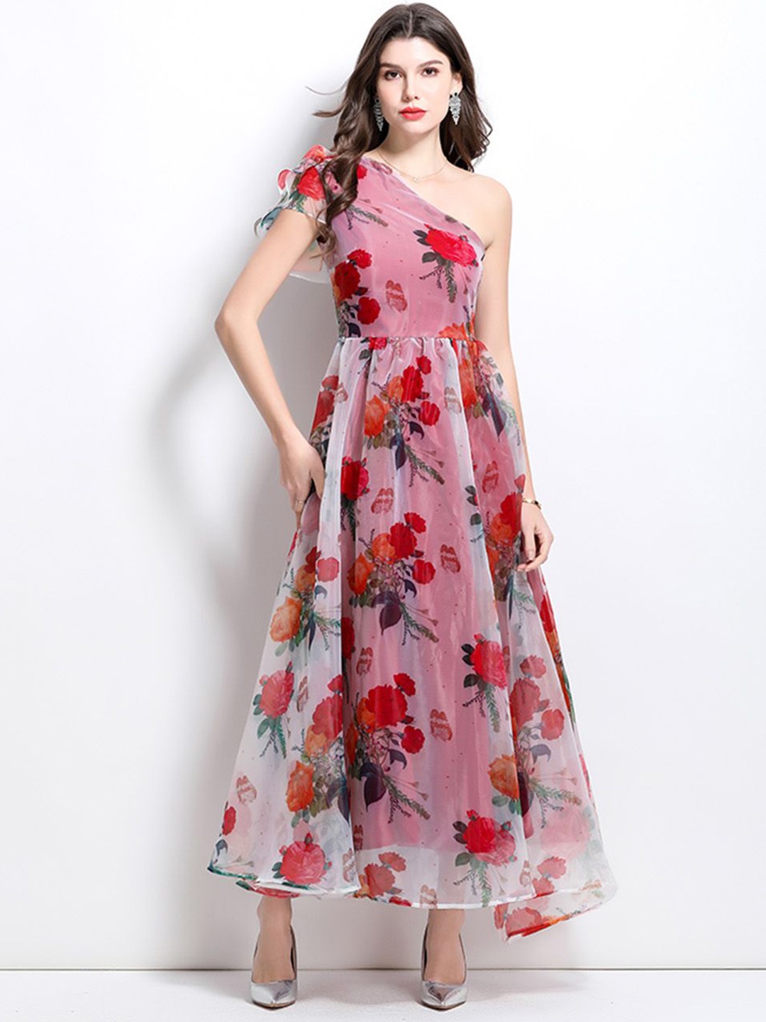 

JC Collection Floral Print Maxi Dress, Red