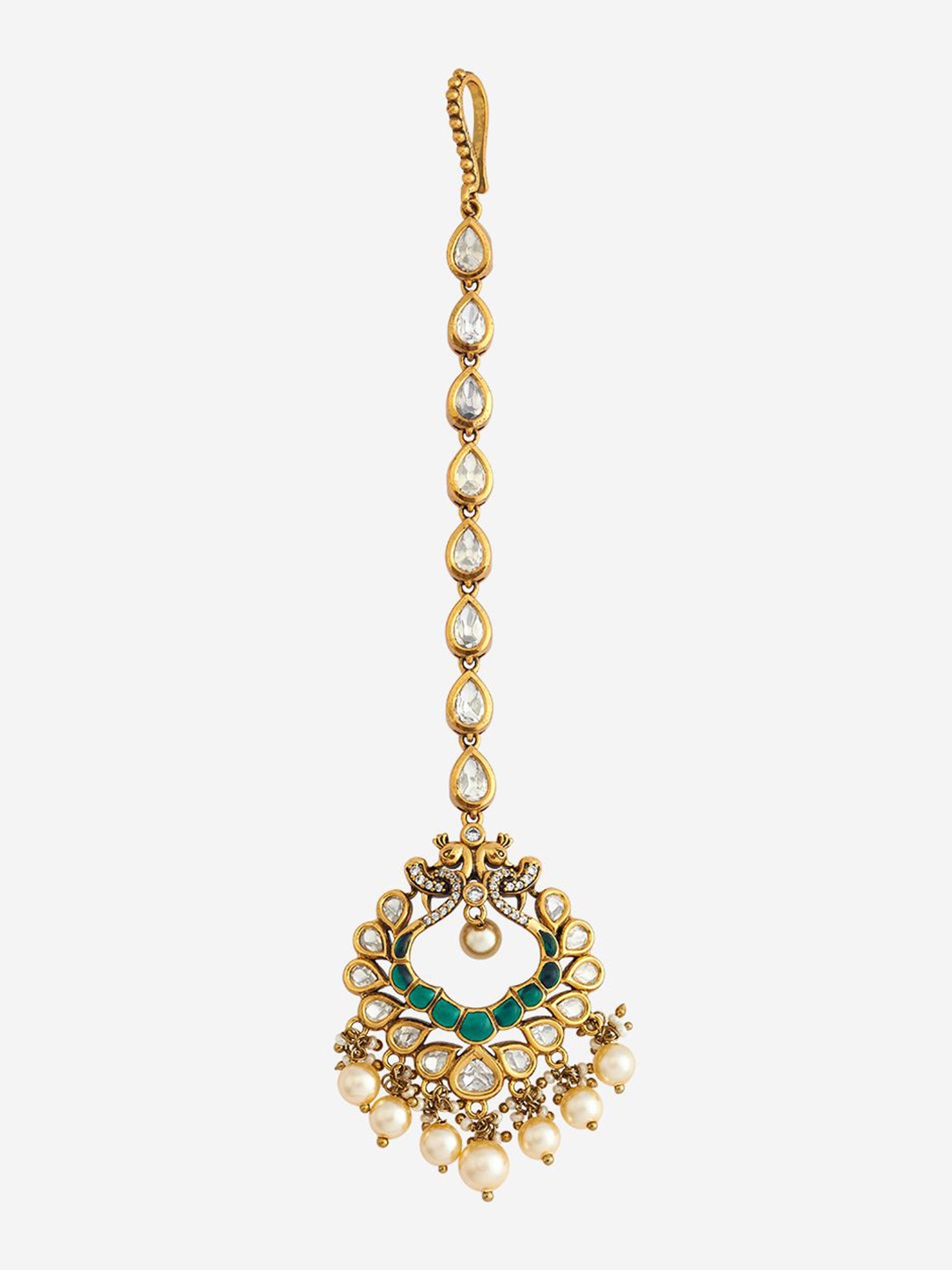 

Kushal's Fashion Jewellery Gold-Plated Kundan Studded Maang Tikka Head Jewellery