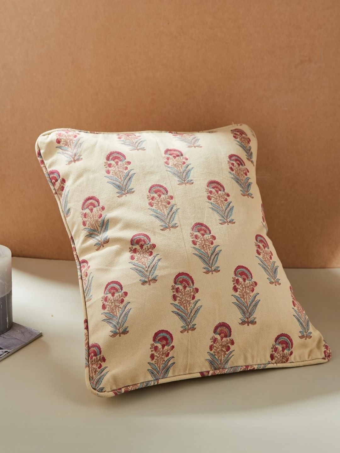 

Fabindia Standalone Beige And Red Floral Square Cotton Cushion Covers