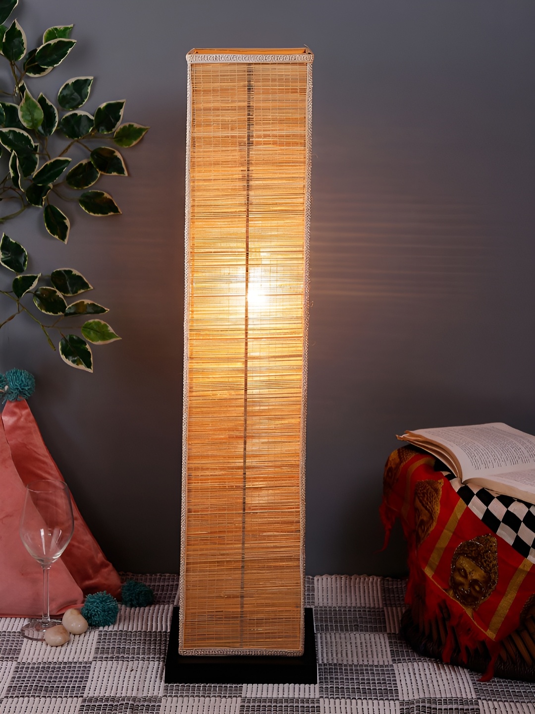 

Devansh Beige & Brown Rectangle Shaped Wooden Floor Lamp