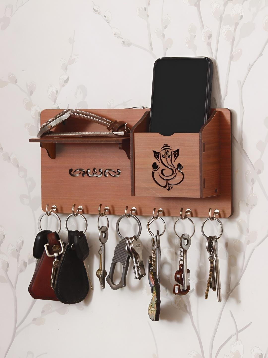 

Webelkart Brown 7 Hooks Wooden Ganesha Key Holder