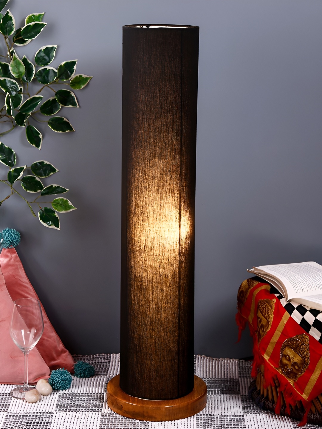 

Devansh Black & Brown Cylinder Shaped Wooden Floor Lamp
