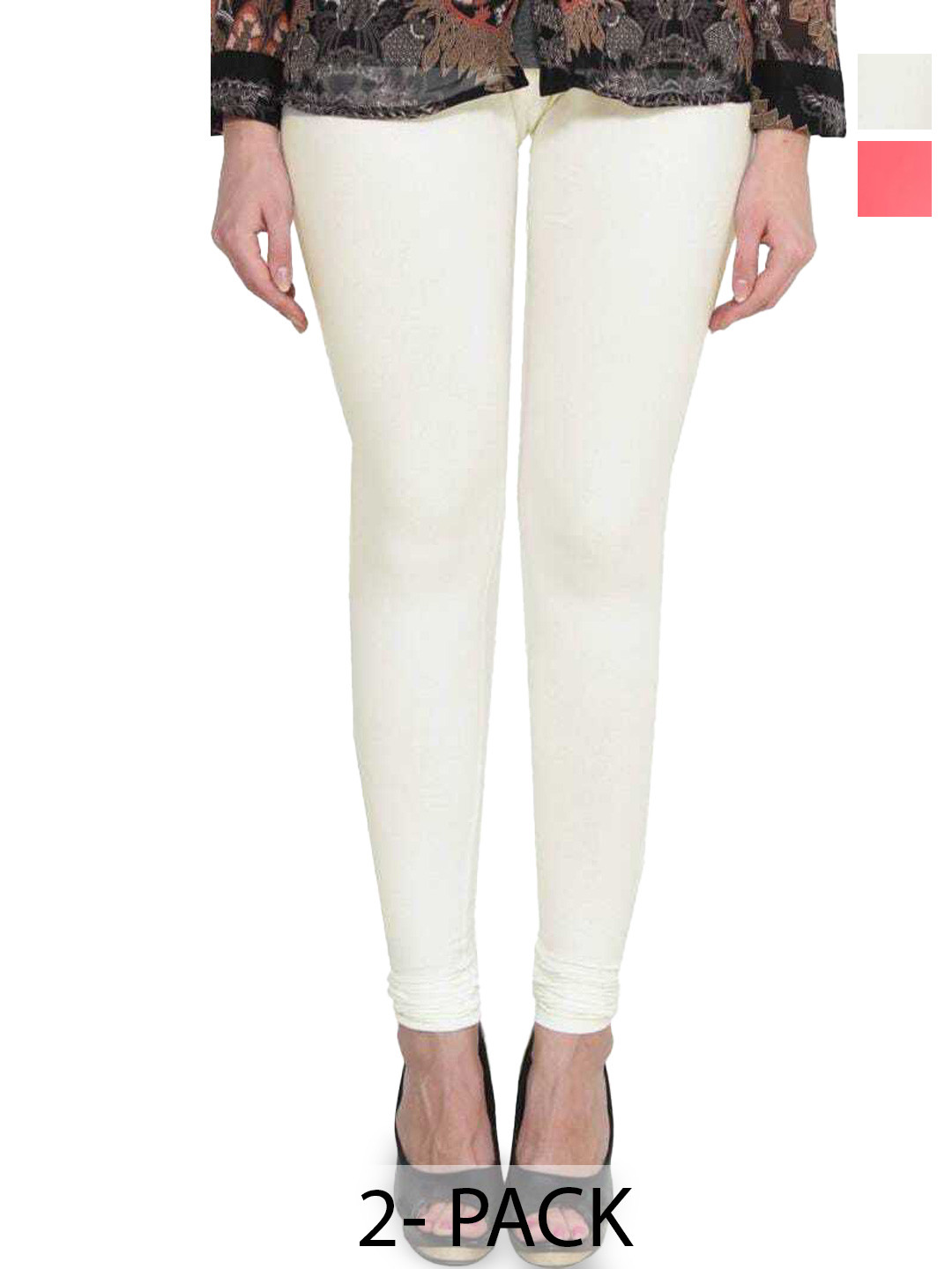 

URBAN KANYA Pack Of 2 Mid-Rise Ankle-Length Leggings, Pink