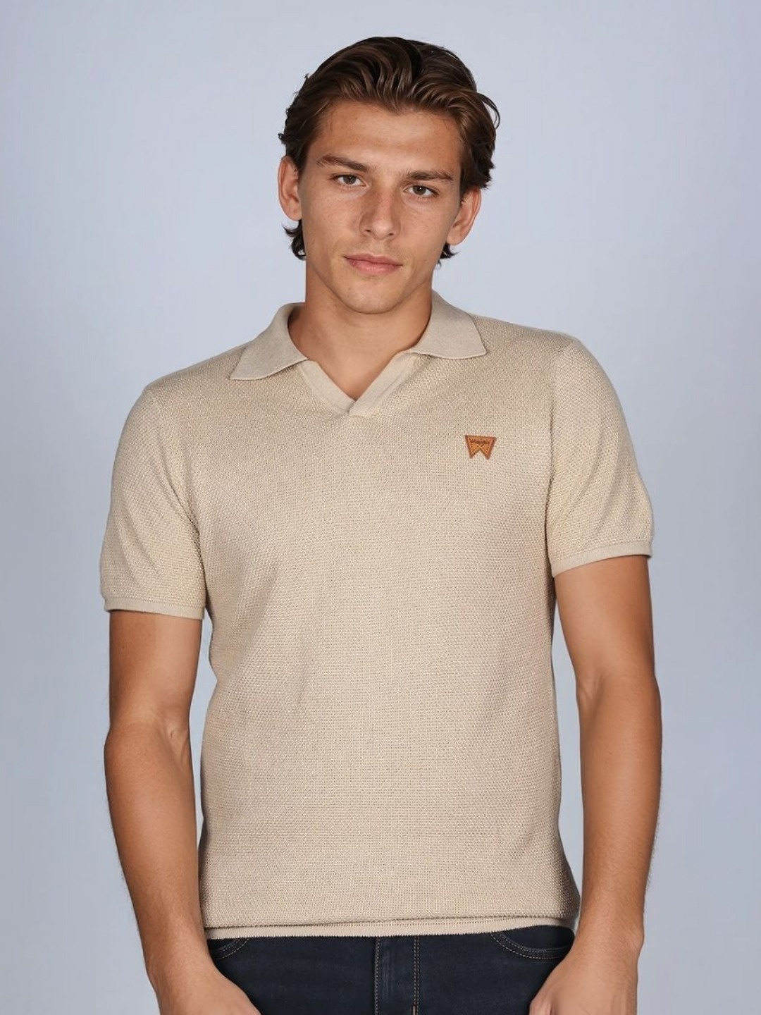 

Wrangler Men Polo Collar Pure Cotton T-shirt, Beige