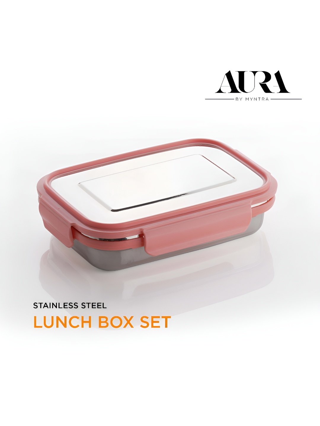 

Aura Pink Metal Easy to Clean Lunch Box