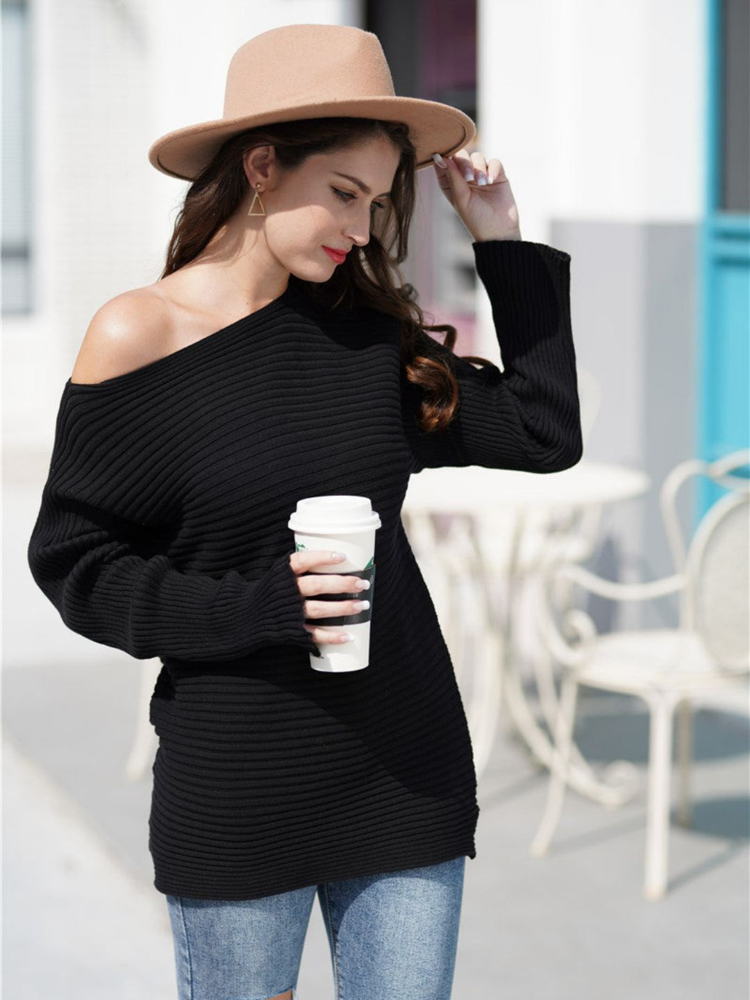 

Oh Rare Women Ribbed Pullover, Black