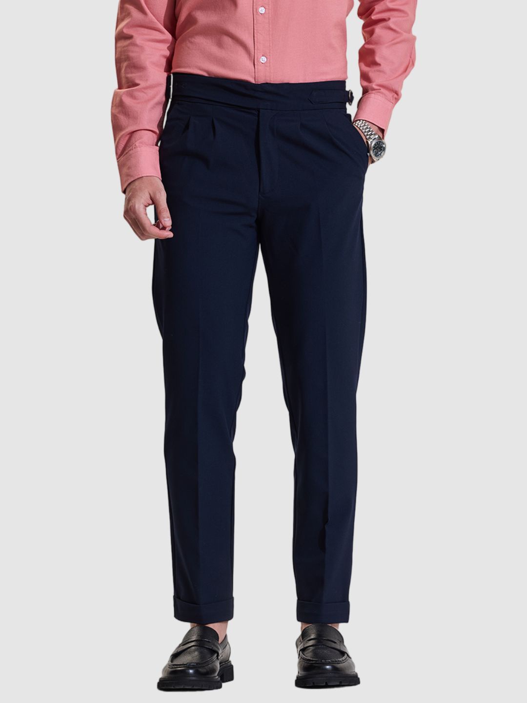 

Snitch Men Navy Regular Fit Luxe Trousers, Navy blue
