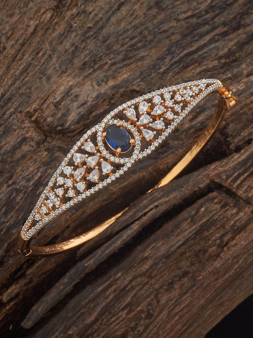 

Kushal's Fashion Jewellery Blue Rhodium Gold-Plated Party Zircon Kada