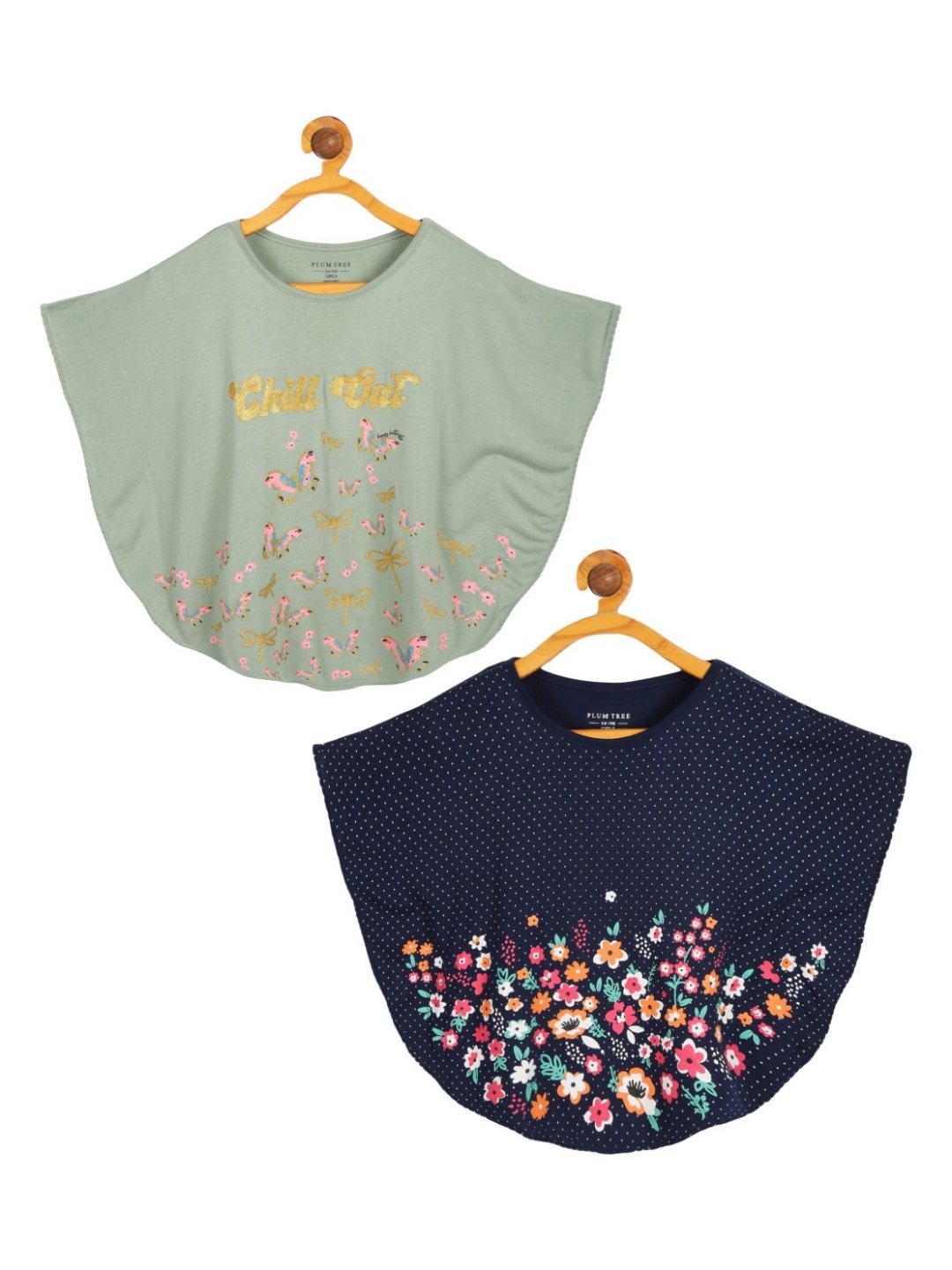 

PLUM TREE Girls 2 Printed Applique T-shirt, Green