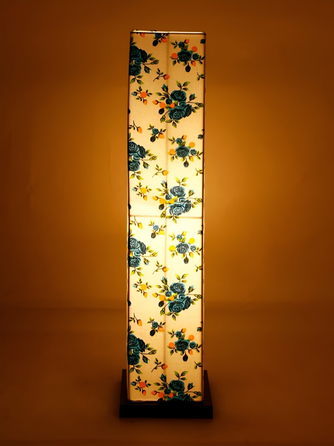 

Devansh Blue & Black Printed Rectangle Shaped Floral Printed Wooden Floor Lamp