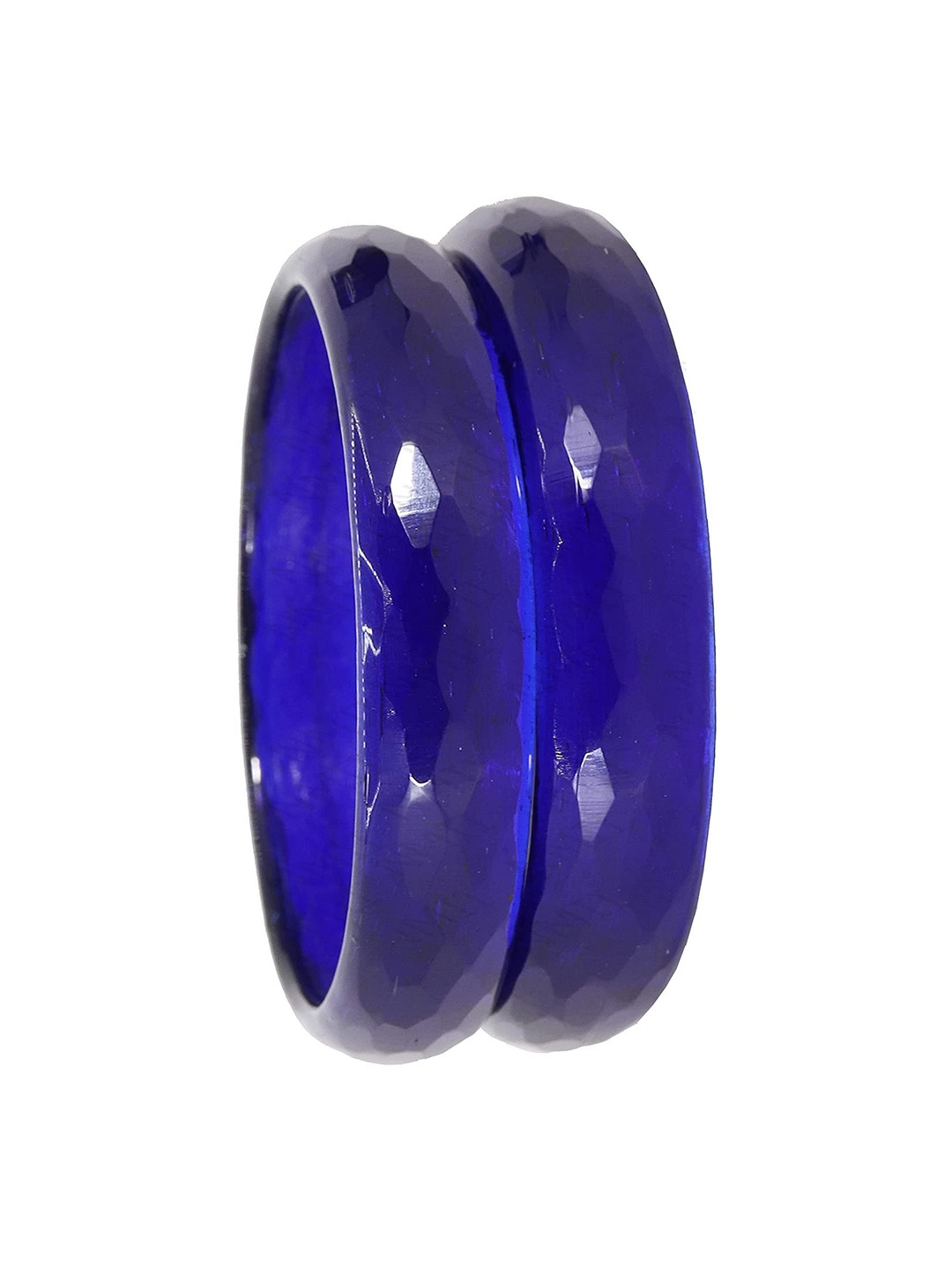 

ZULKA Set Of 2 Glossy Finished Textured Bangles, Navy blue