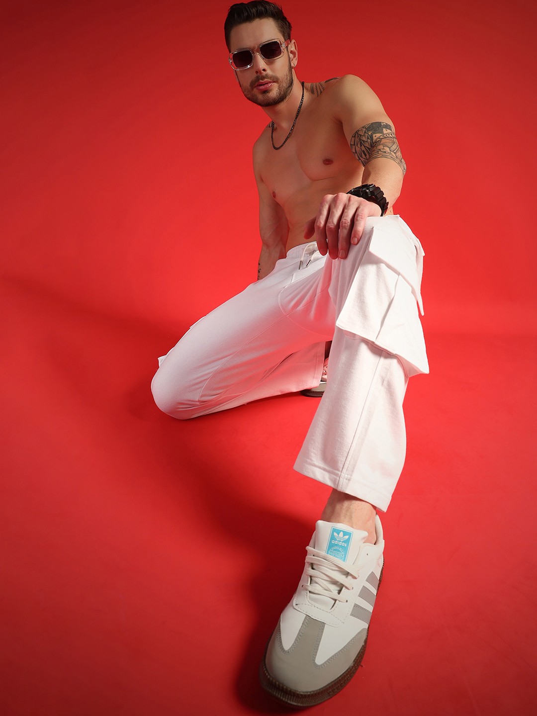 

Dogman Men Straight Fit Cargo Track Pants, White