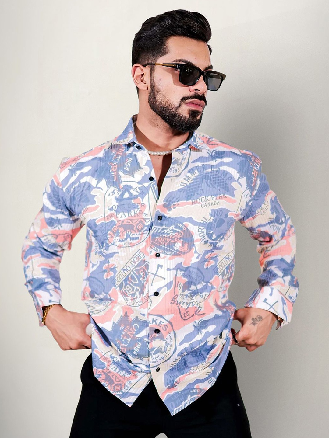 

SZN Men Original Opaque Printed Casual Shirt, Multi