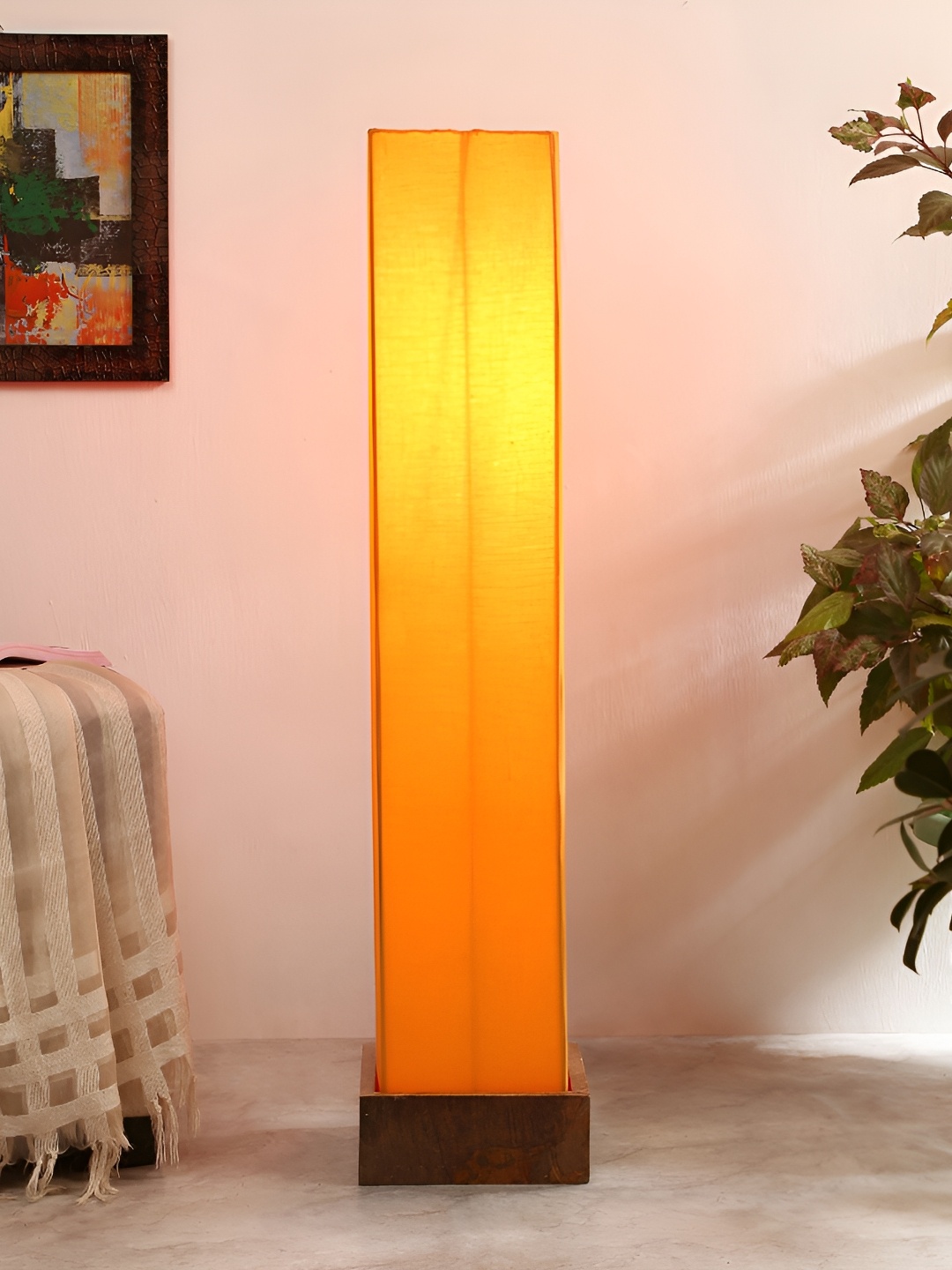 

Devansh Yellow & Brown Rectangle Shaped Wooden Floor Lamp