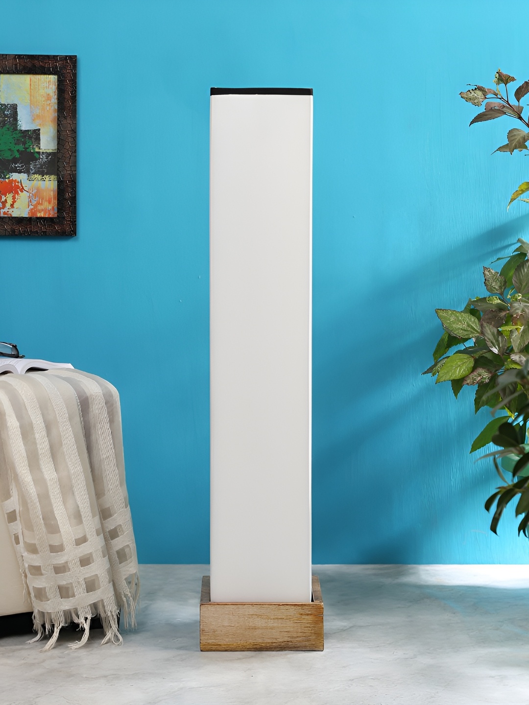 

Devansh White & Brown Cotton Wooden Rectangle Shaped Floor Lamp
