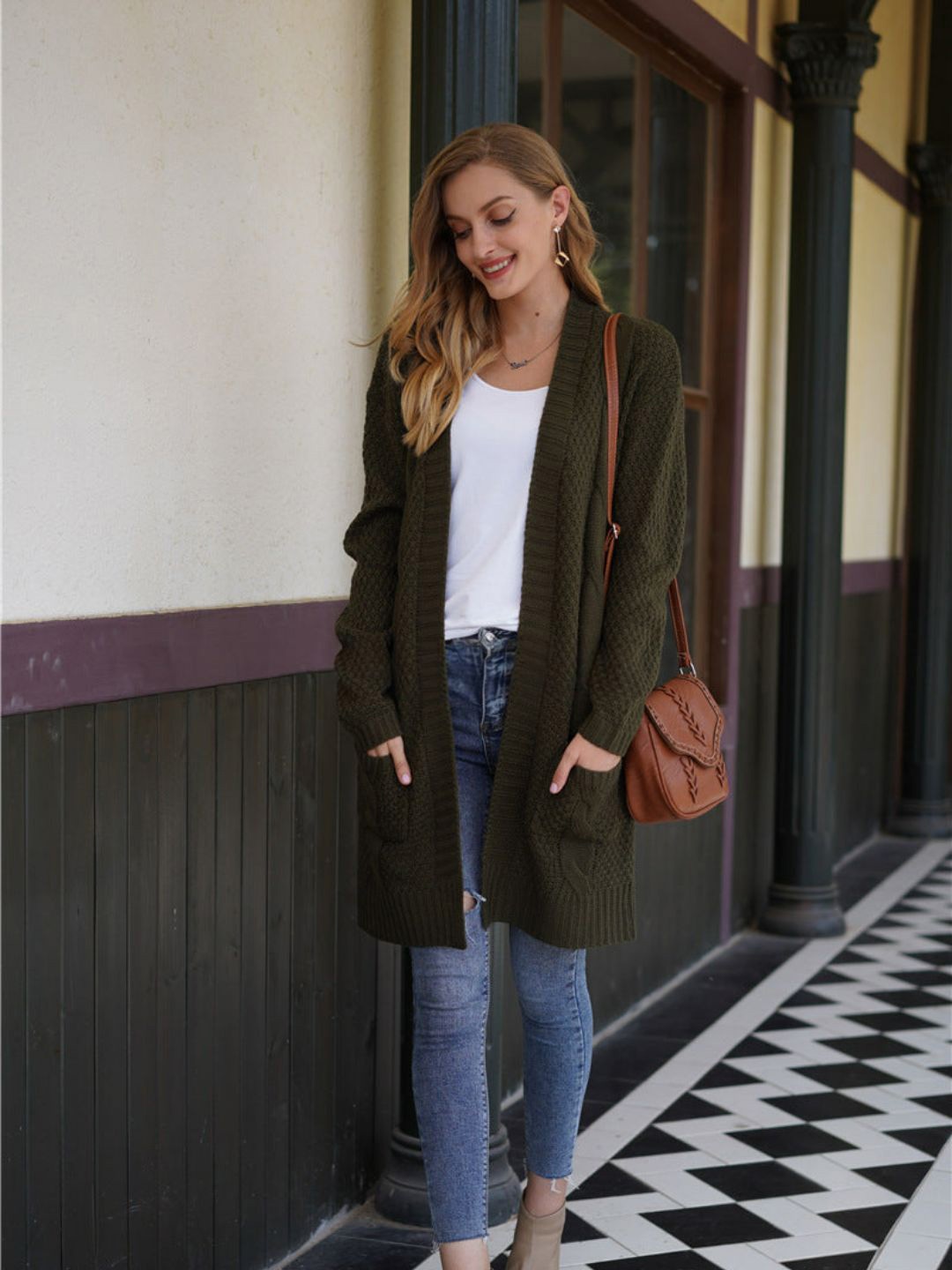 

Oh Rare Women Longline Cardigan, Olive