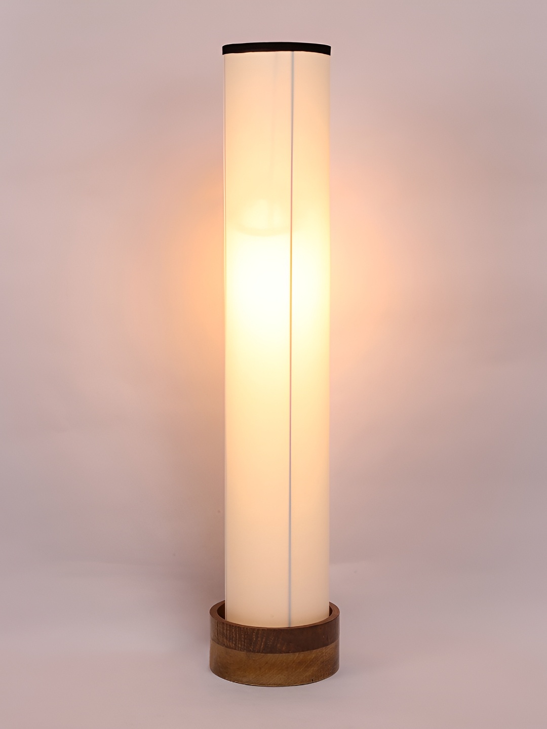 

Devansh White & Brown Cotton Wooden Cylinder Shaped Floor Lamp