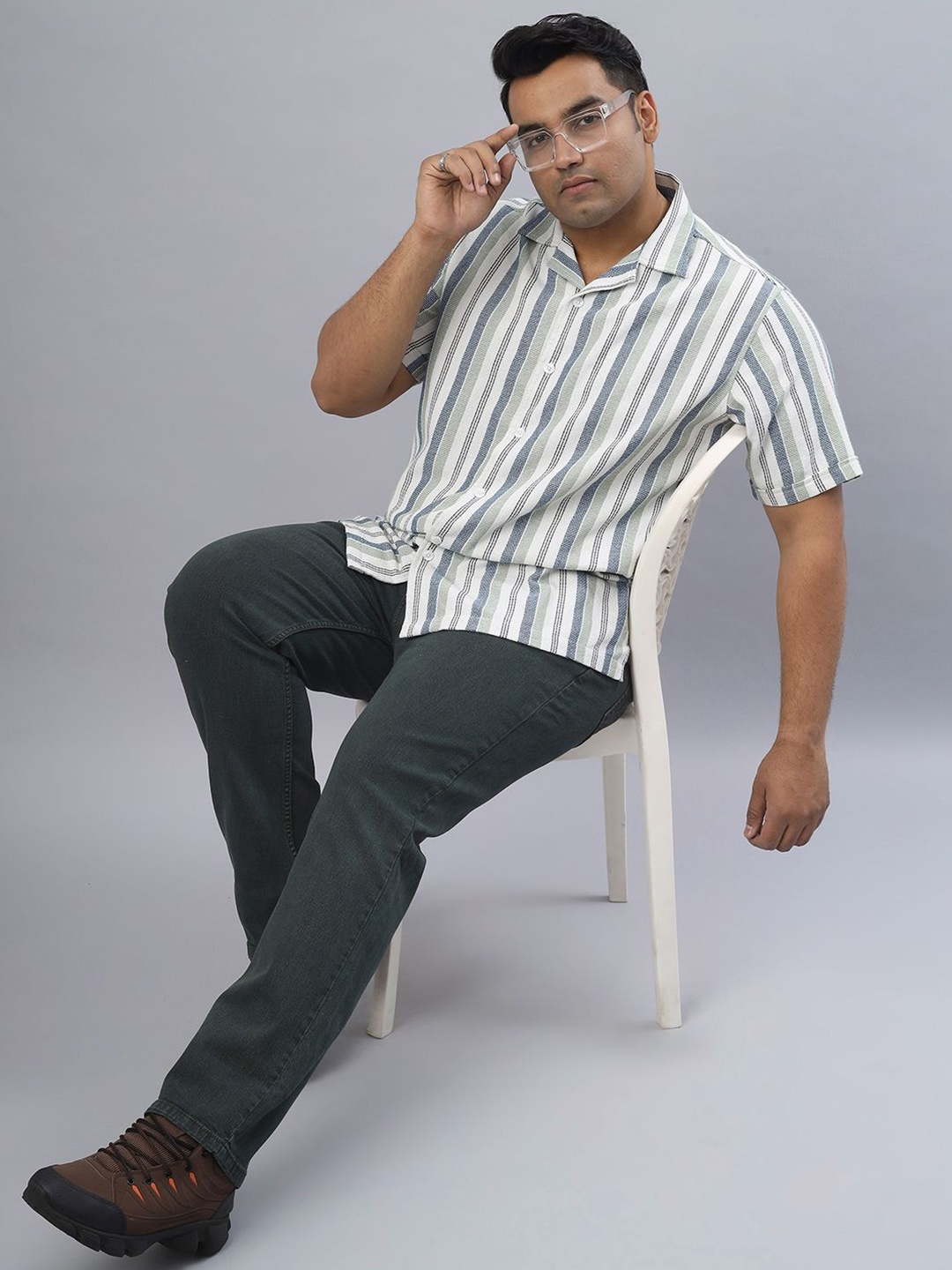 

NEON CHILLIE Men Opaque Striped Casual Shirt, Green