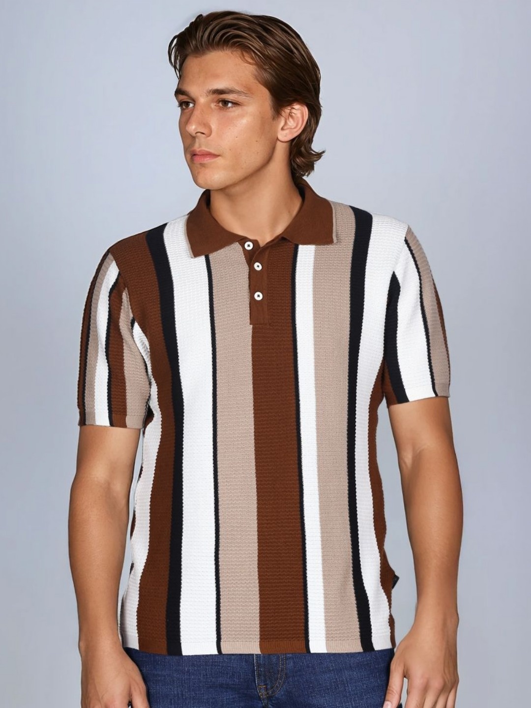 

Lee Men Colourblocked Polo Collar Pure Cotton T-shirt, Brown