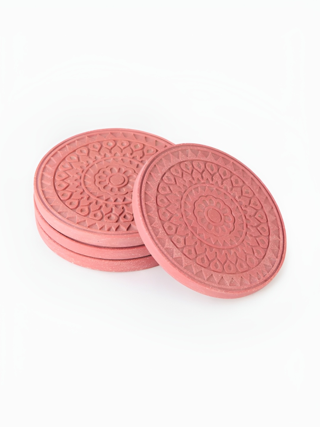 

Fabindia Rose 4 Pieces Stone Textured Round Coasters