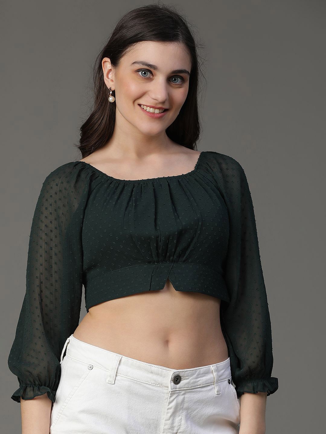 

VEGAL Satin Top, Green