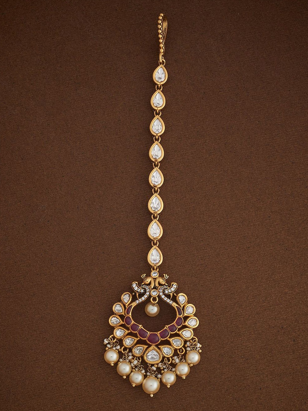 

Kushal's Fashion Jewellery Gold-Plated Kundan Studded Maang Tikka Head Jewellery