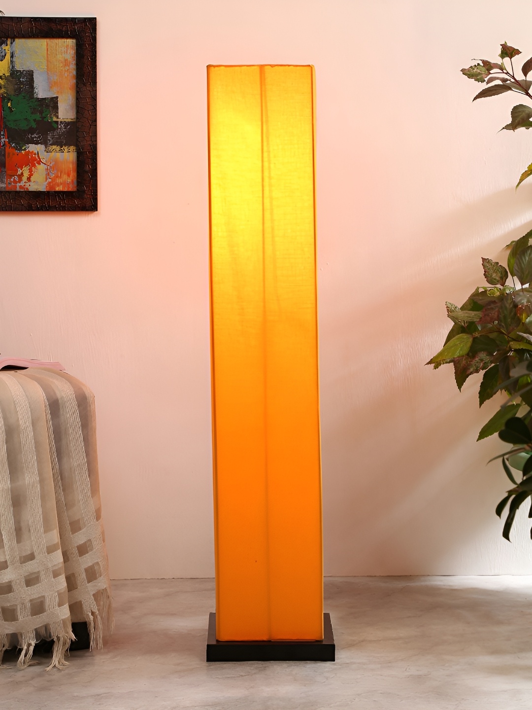 

Devansh Yellow & Brown Rectangle Shaped Wooden Floor Lamp