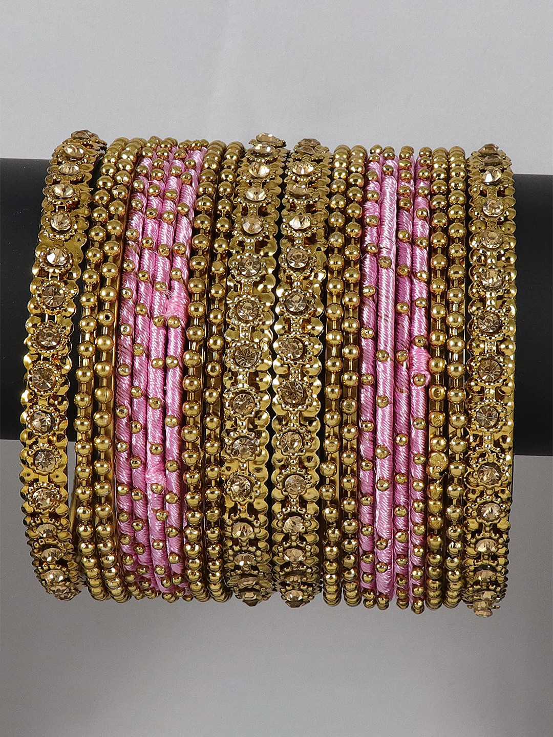 

ZULKA Set Of 20 Zircon Studded Bangles, Pink