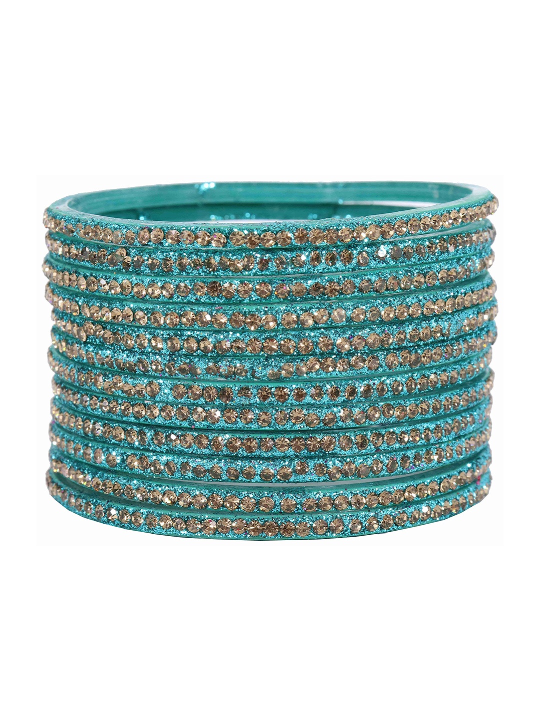 

ZULKA Set Of 12 Zircon Gemstone Stone-Studded Bangles, Blue