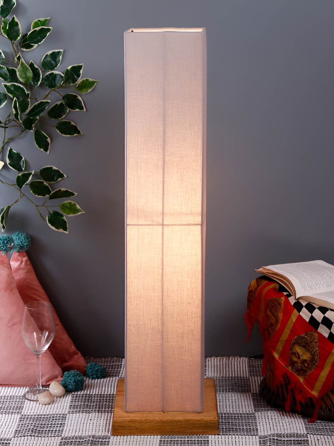 

Devansh Grey & Beige Cotton Wooden Rectangle Shaped Floor Lamp
