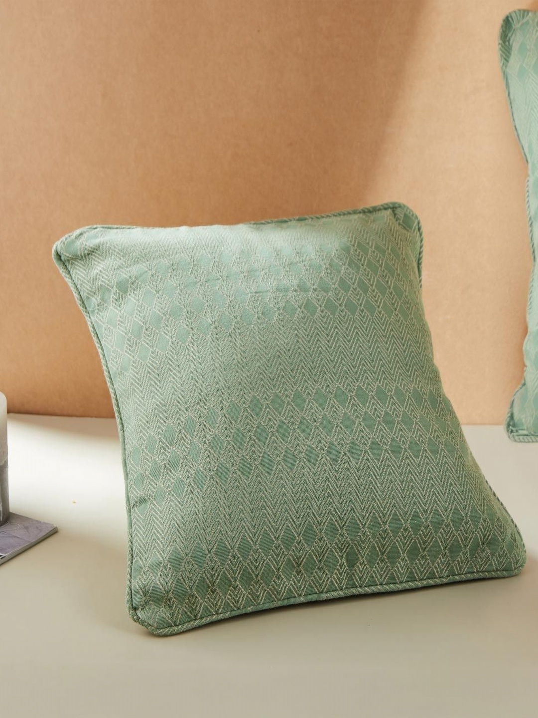

Fabindia Standalone Green And Beige Geometric Square Cotton Cushion Covers