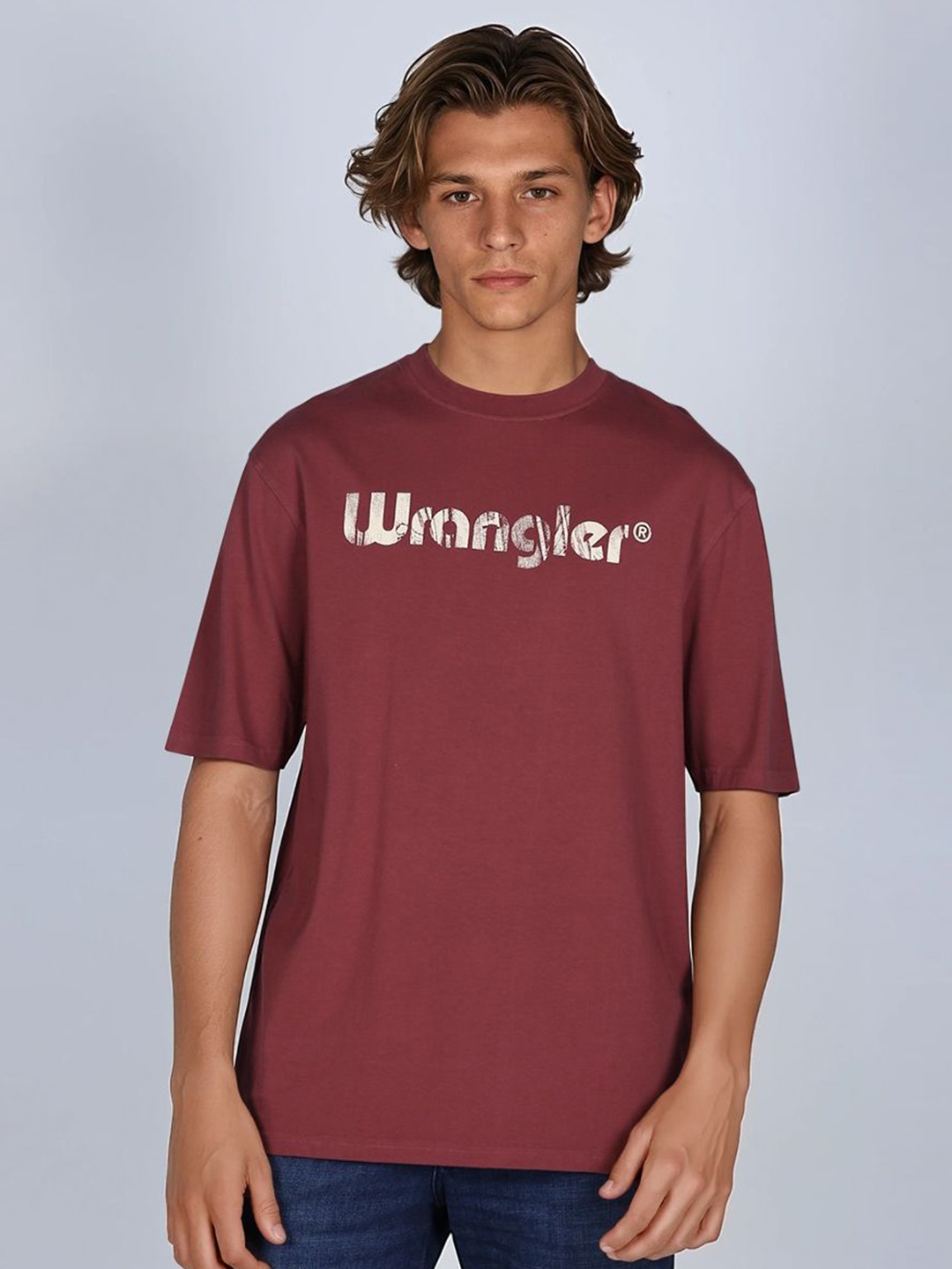

Wrangler Men Printed Pure Cotton T-shirt, Red