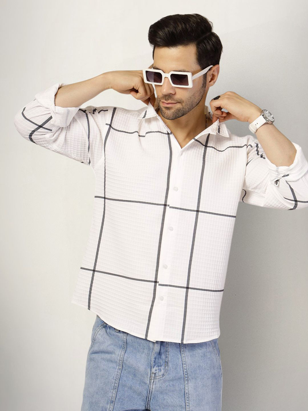

SZN Men Original Opaque Printed Casual Shirt, White