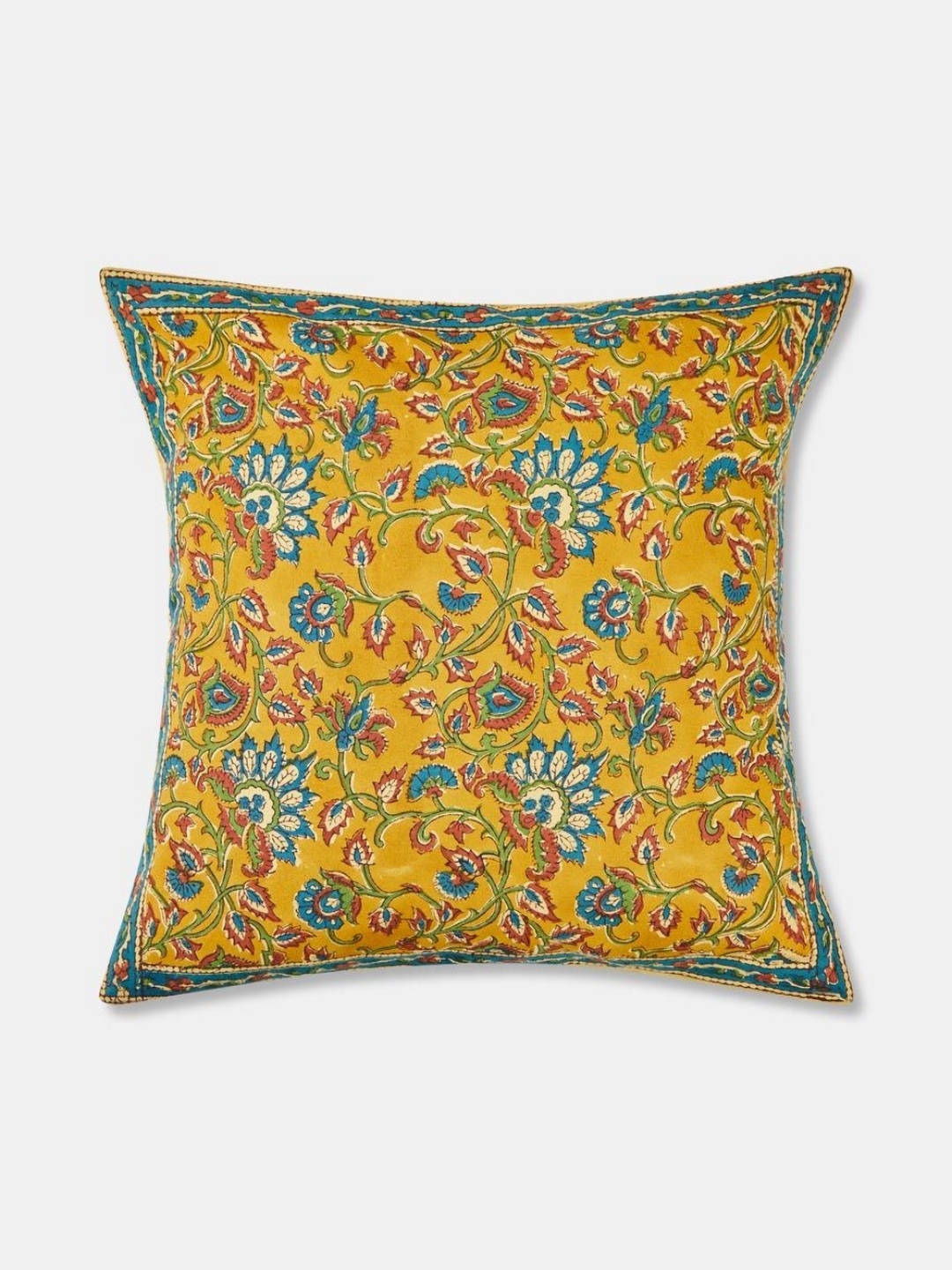 

Fabindia Taamisra Yellow And Blue Floral Square Cotton Cushion Covers
