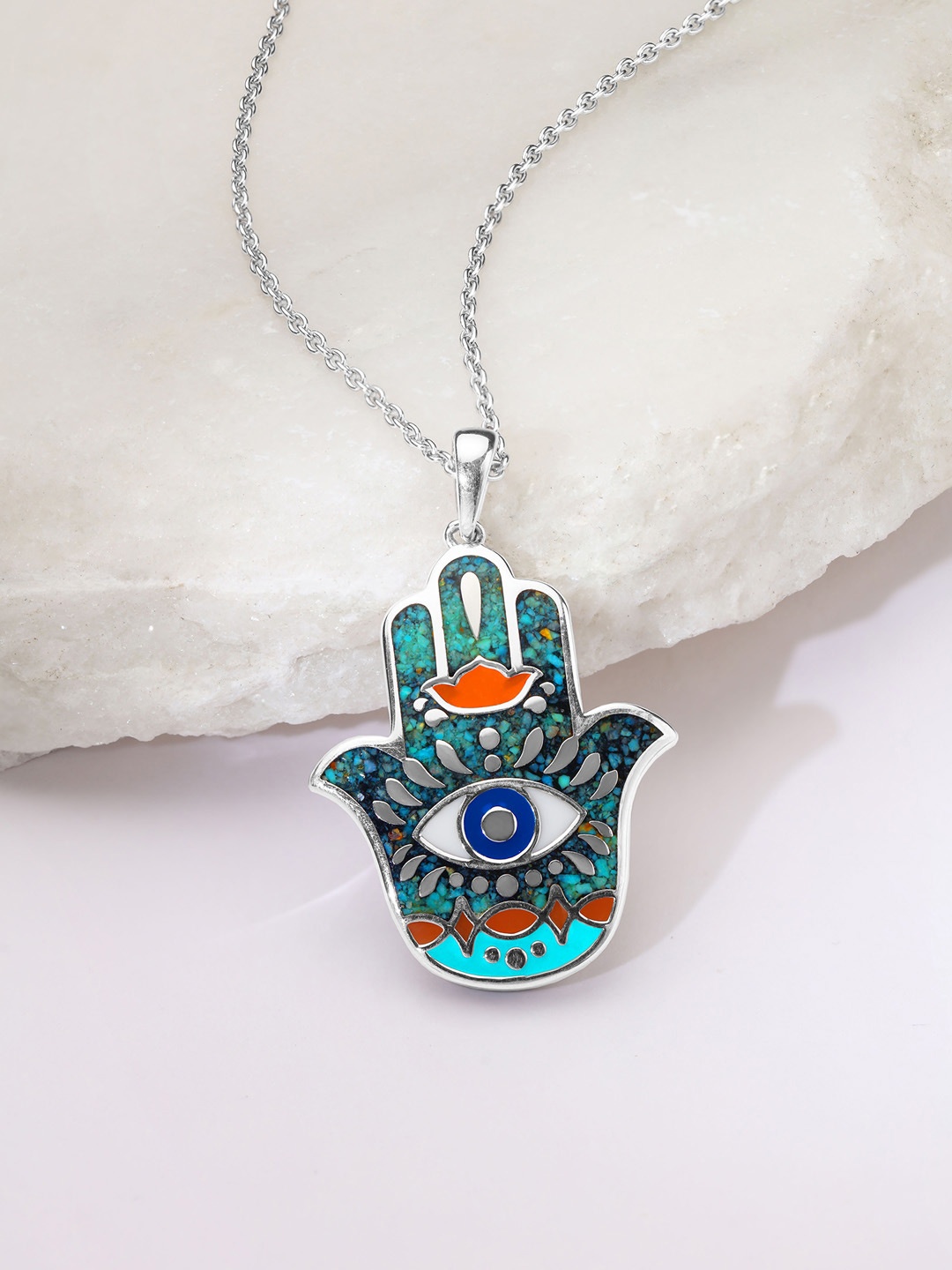 

Mia by Tanishq Silver Artificial Stones Studded Contemporary Pendant
