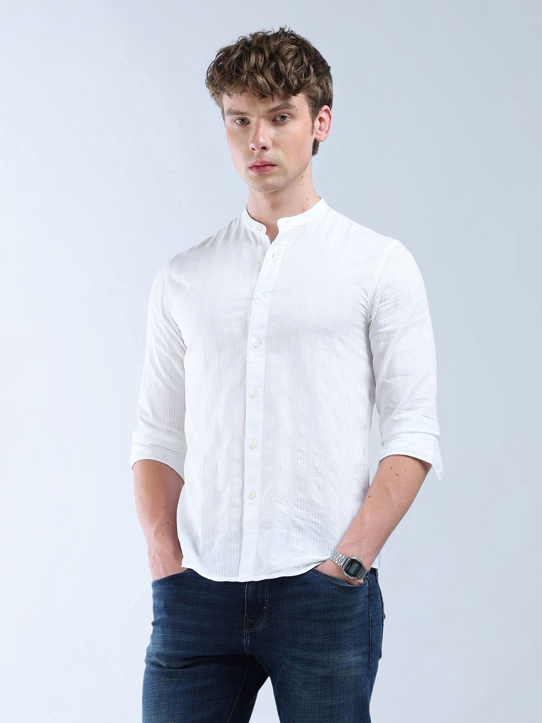 

Flying Machine Men Slim Fit Opaque Casual Shirt, White