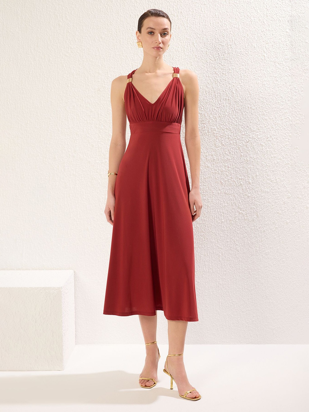 

Trendyol A-Line Midi Dress, Na
