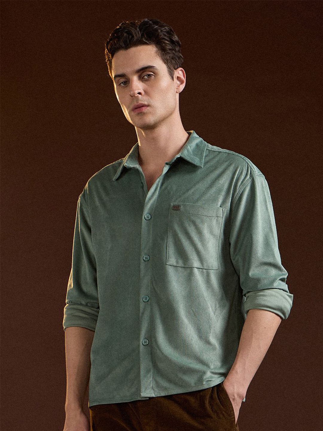 

THE BEAR HOUSE Men Opaque Casual Shirt, Green