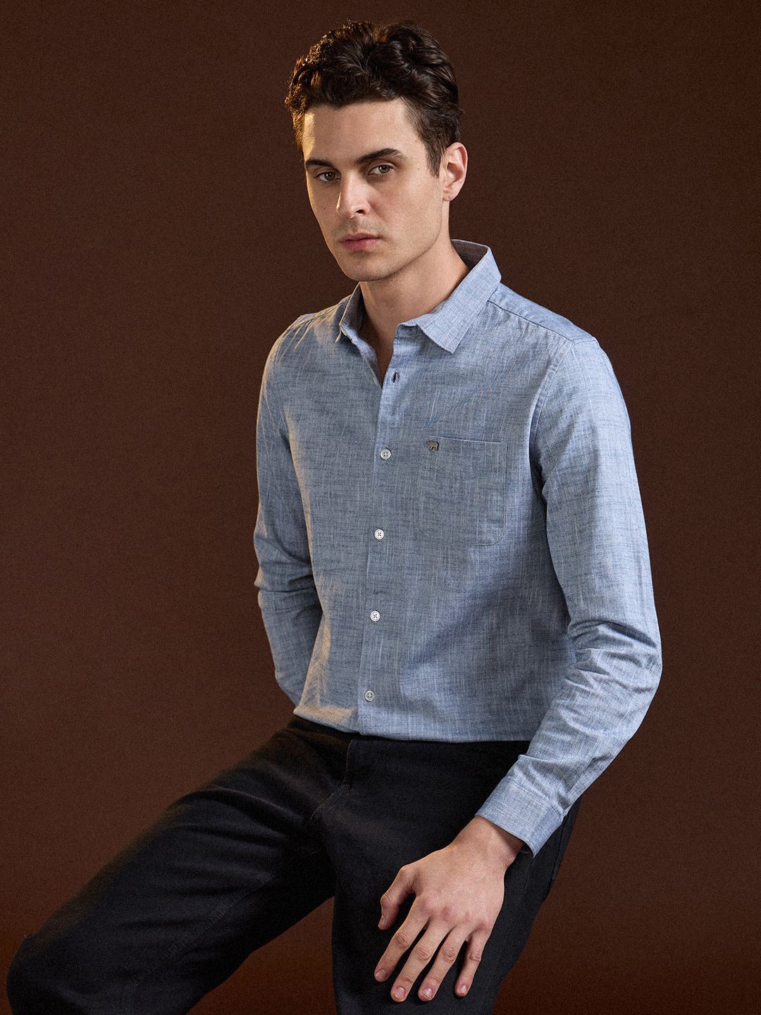 

THE BEAR HOUSE Men Slim Fit Opaque Casual Shirt, Blue