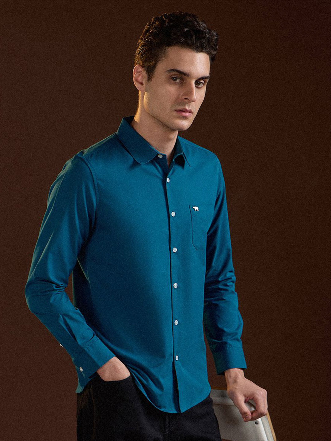 

THE BEAR HOUSE Men Slim Fit Opaque Casual Shirt, Blue