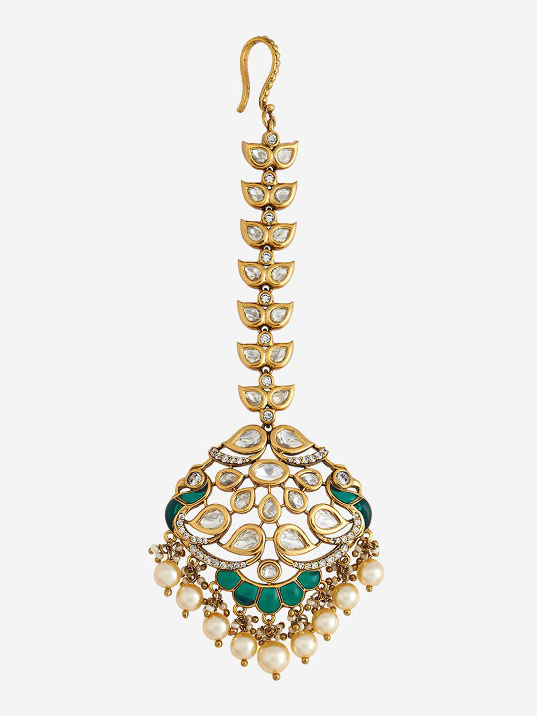 

Kushal's Fashion Jewellery Gold-Plated Kundan Studded Maang Tikka Head Jewellery