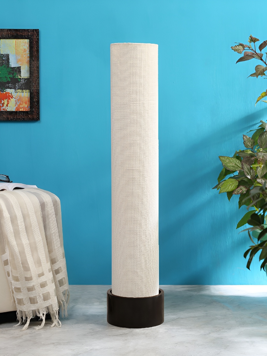 

Devansh White & Brown Jute Wooden Cylinder Shaped Floor Lamp