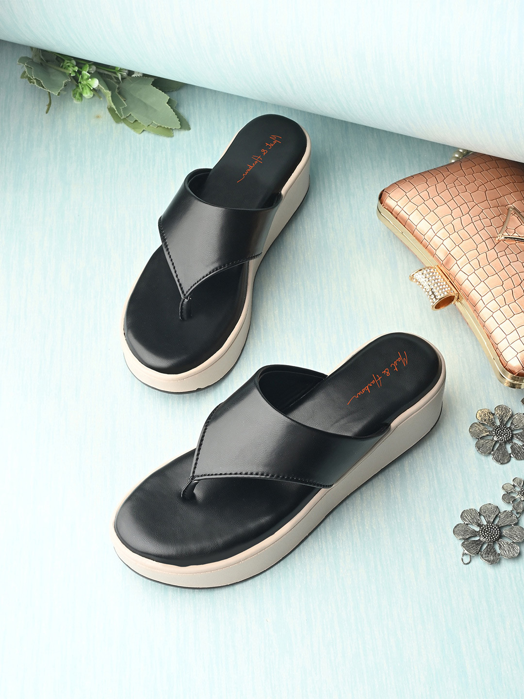 

Mast & Harbour Wedge Sandals, Black