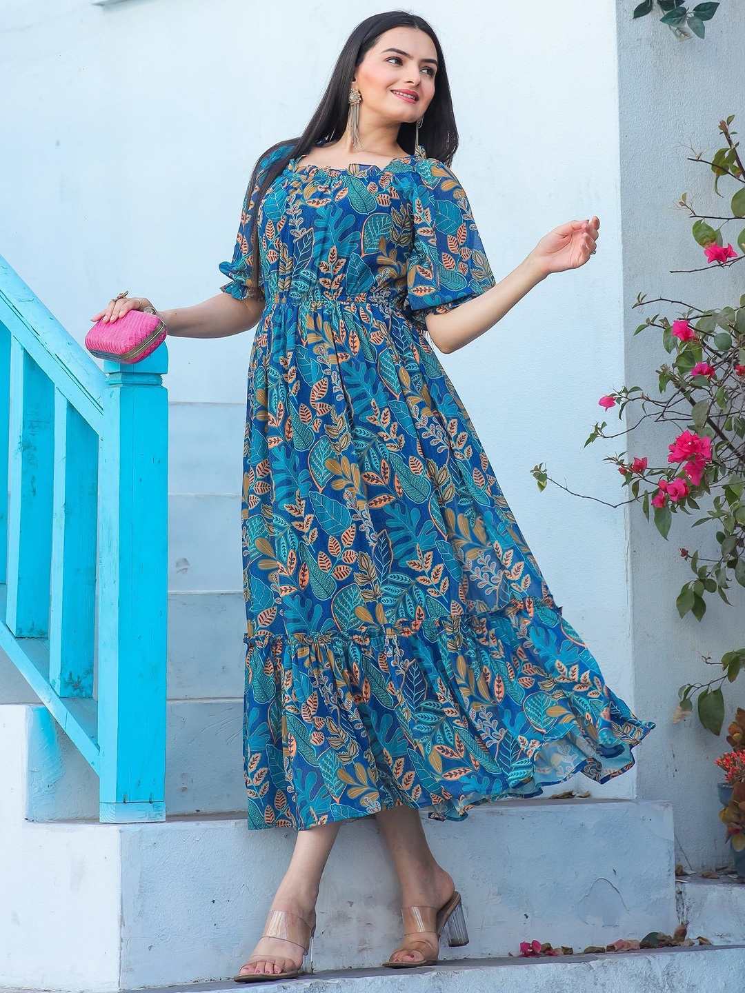 

Raiyani Fashion Printed A-Line Dress, Blue