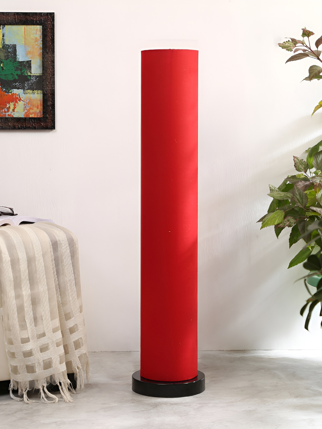 

Devansh Red & Black Cylinder Shaped Wooden Floor Lamps