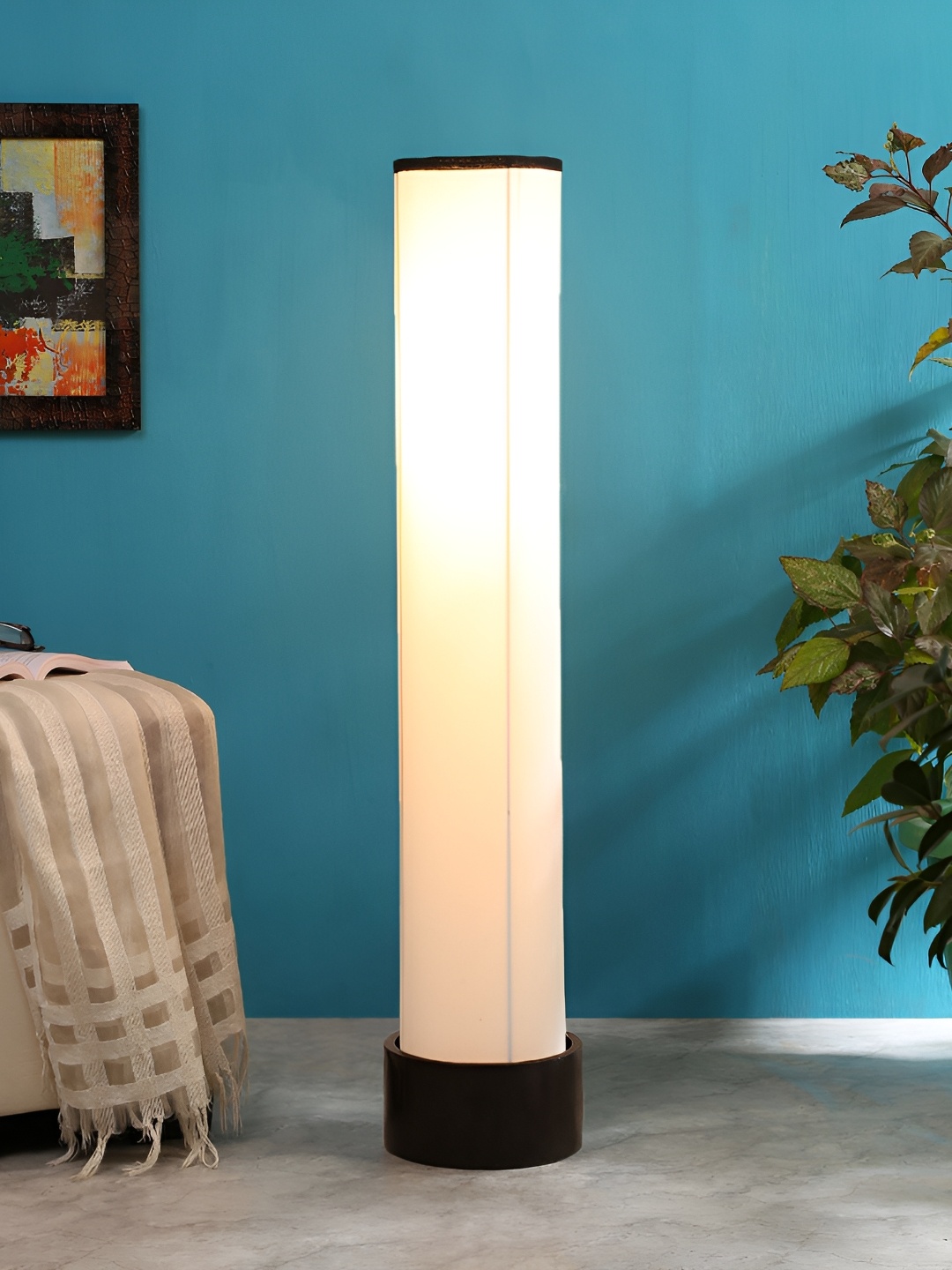 

Devansh White & Brown Cylinder Shaped Wooden Floor Lamp