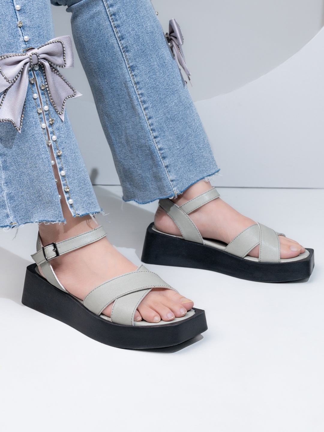 

The Roadster Lifestyle Co Wedge-Heeled Sandals, Grey