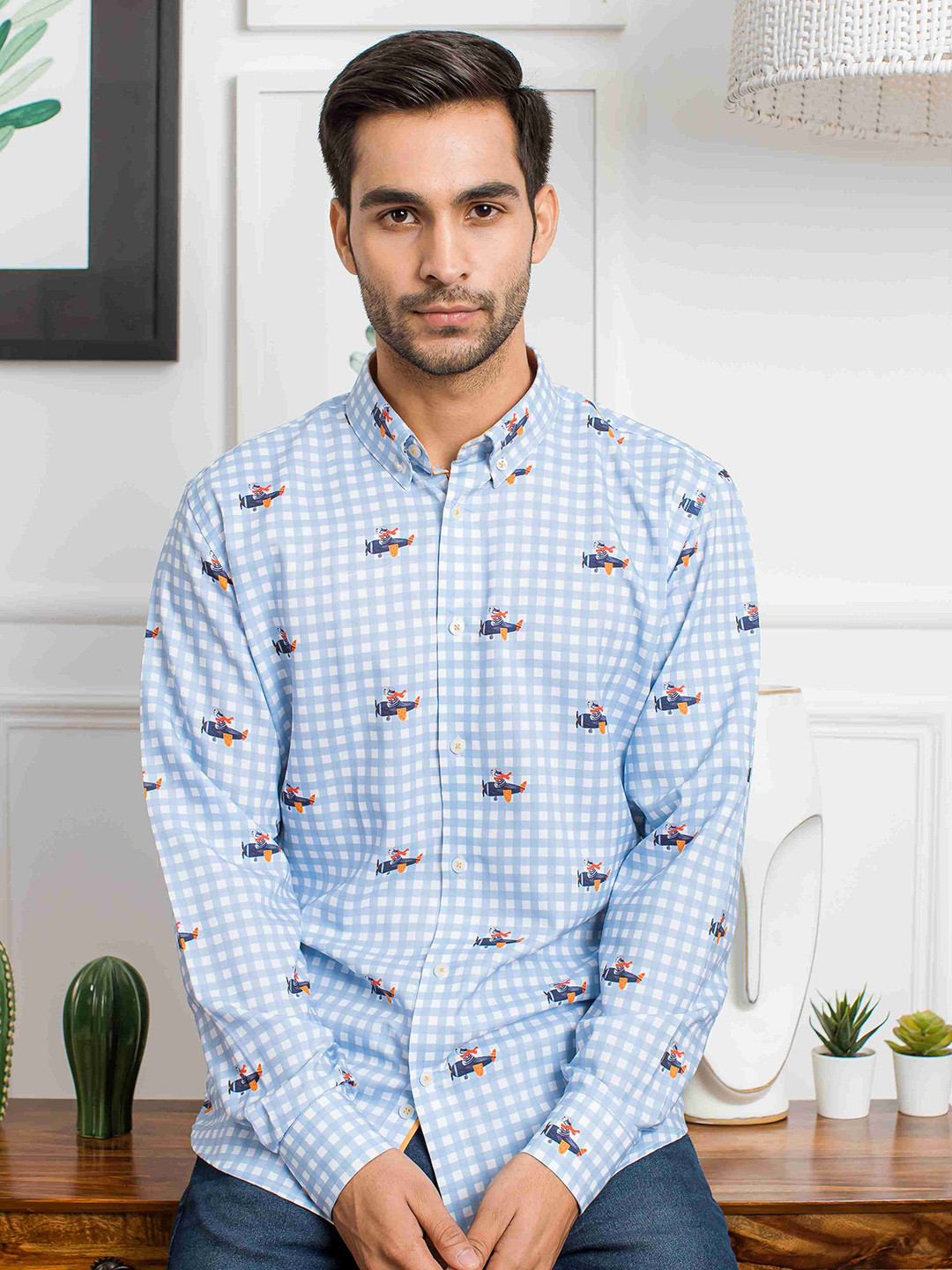 

Eleven Brothers Men Opaque Printed Casual Shirt, Blue