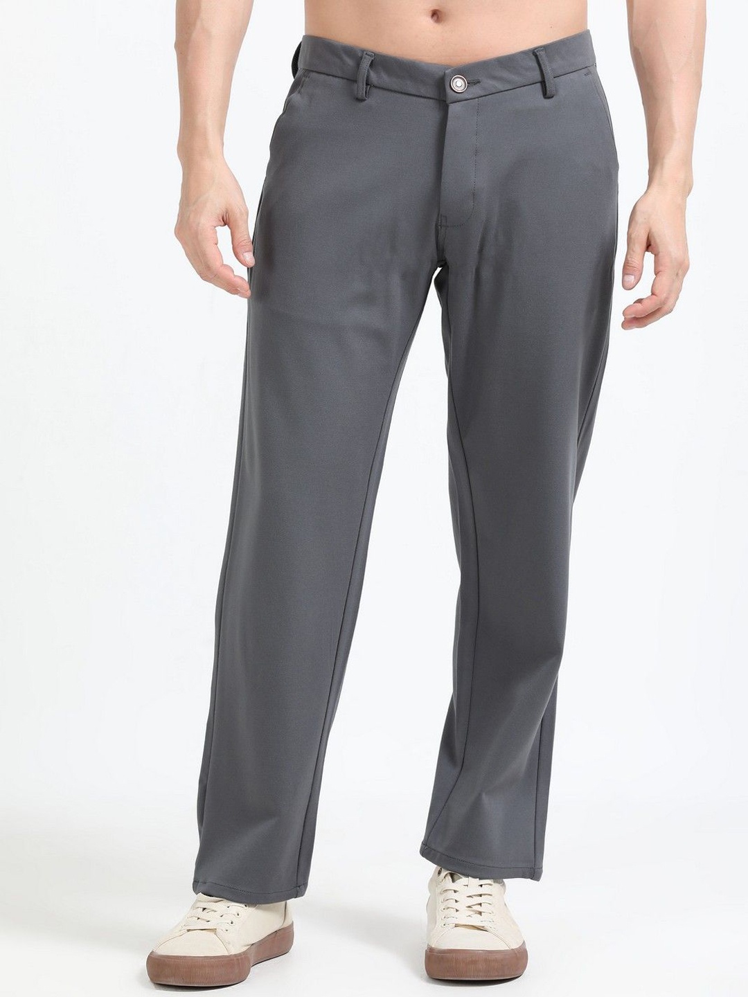 

THE BEETEL HOUSE Men Relaxed Tencil Leisure Regular Trousers, Grey