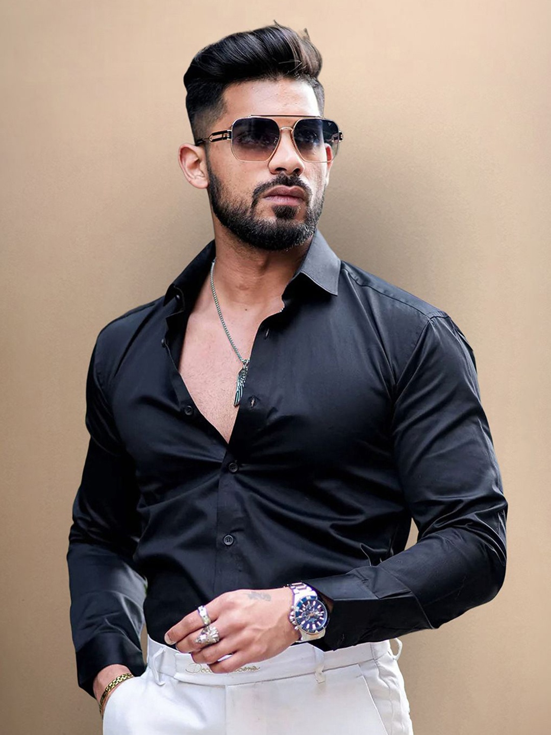 

SZN Men Original Opaque Casual Shirt, Black